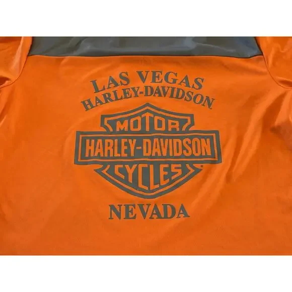 Harley Davidson Mens Orange H-DO3 Las Vegas Nevada Short Sleeve Shirt Size M - Picture 4 of 10